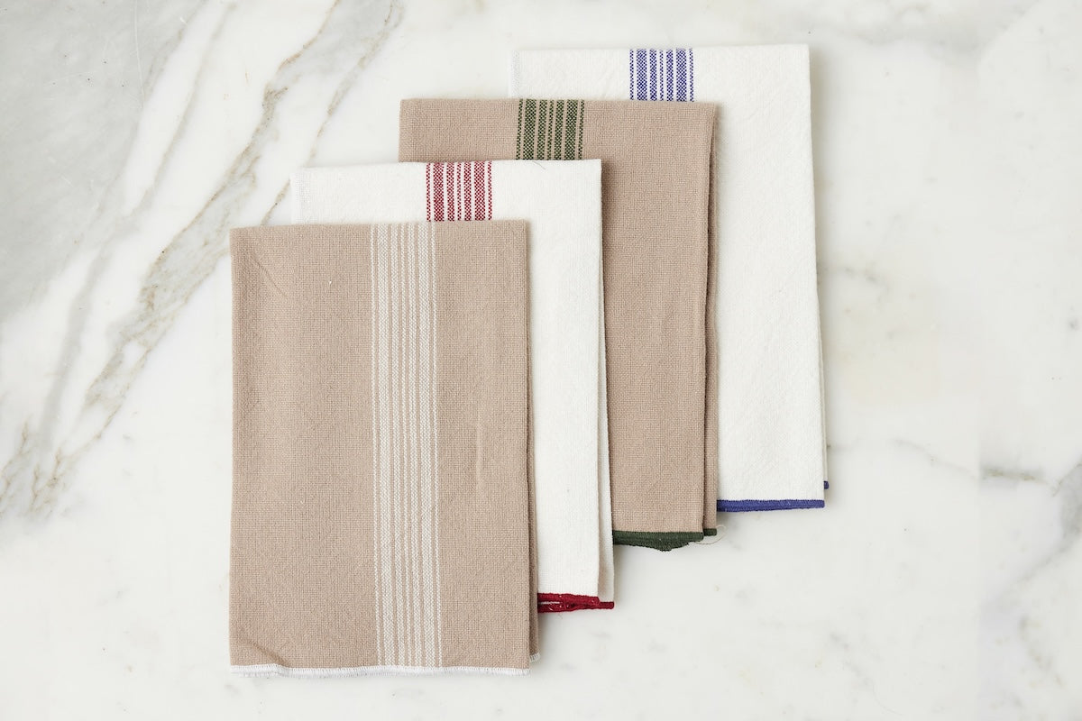 Dinner Napkins, Vintage Navy Blue Stripe, Set of 4