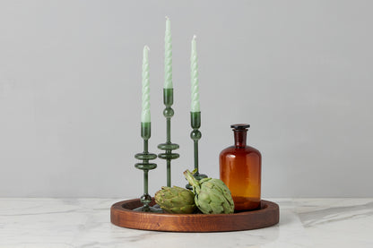 Emerald Glass Candlestick Pair, Medium