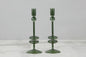Emerald Glass Candlestick Pair, Medium