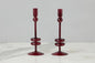 Glass Candlestick Pair, Medium, Merlot