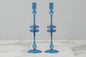 Sapphire Glass Candlestick Pair, Large
