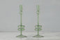 Sage Glass Candlestick Pair, Medium