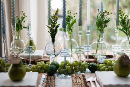 Denim Glass Candlestick Pair, Medium