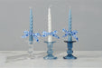 GEY519UB6 etuhome Glass Scalloped Candlesticks Blue Set of Three