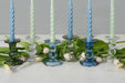 GEY519UG6 etuhome Glass Scalloped Candlesticks Green Set Of Three