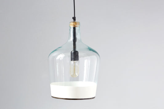 Glass Pendant Light, White Colorblock