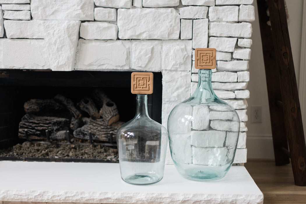 Glass Demijohn with Wood Topper, Large