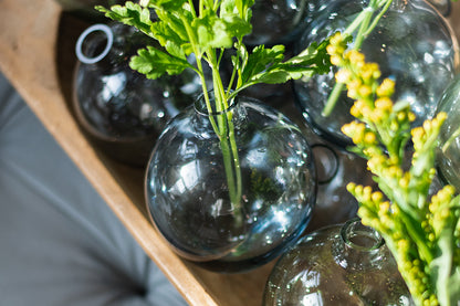 Glass Sphere Bud Vase, Denim Blue