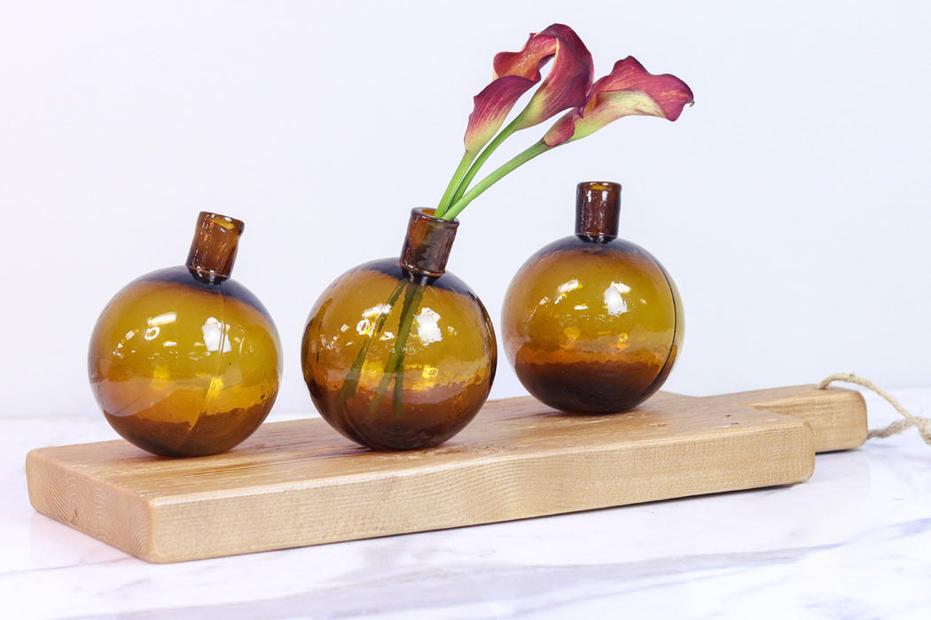 Amber Sphere Bud Vase