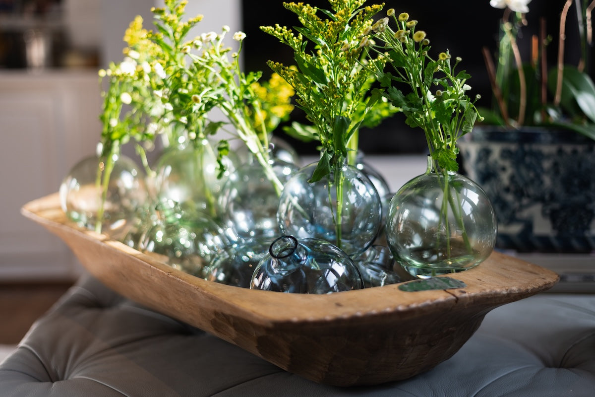 Glass Sphere Bud Vase, Denim Blue