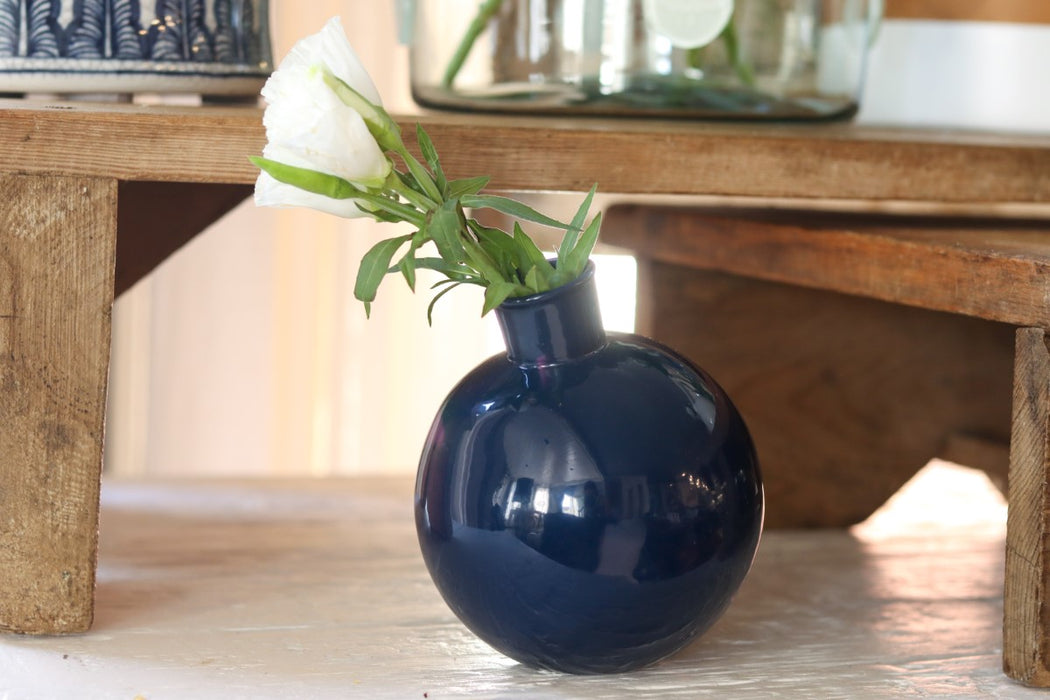 Navy Sphere Bud Vase