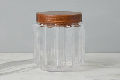 GMC602LC2 etuhome Fluted Glass Canister Wood Lid Large