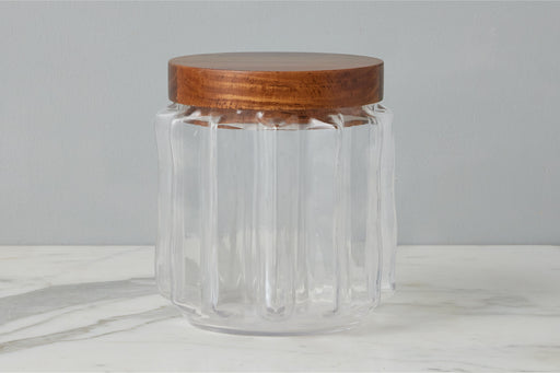 GMC602LC2 etuhome Fluted Glass Canister Wood Lid Large