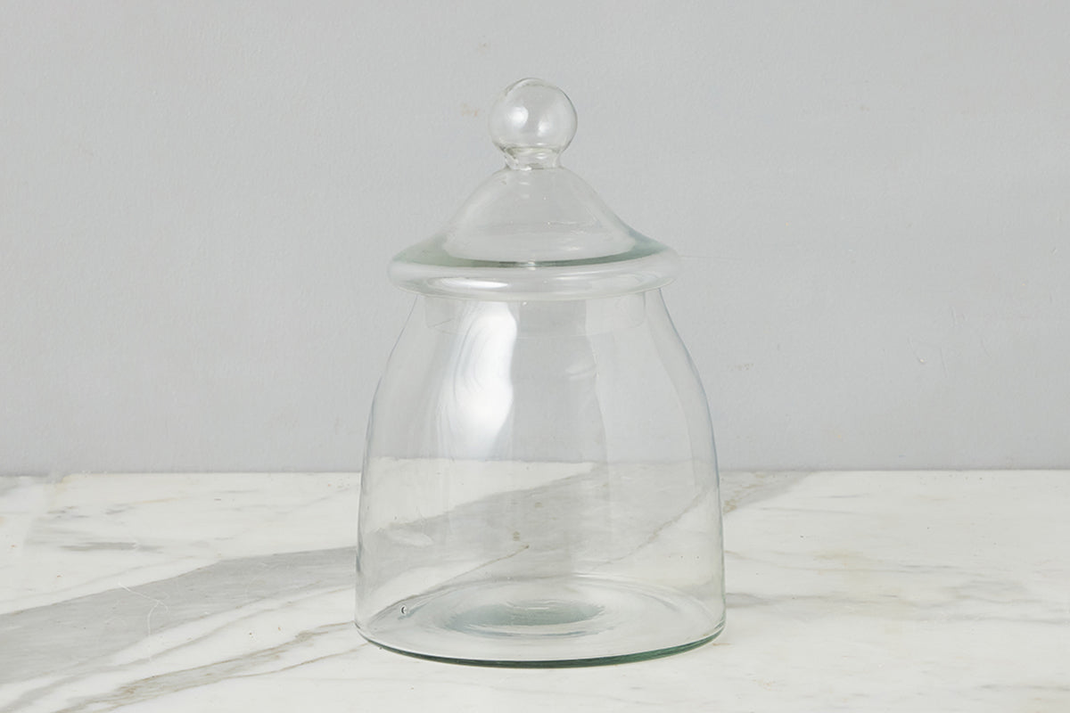 Vintage Glass Bon Bon Jar with Lid, Medium