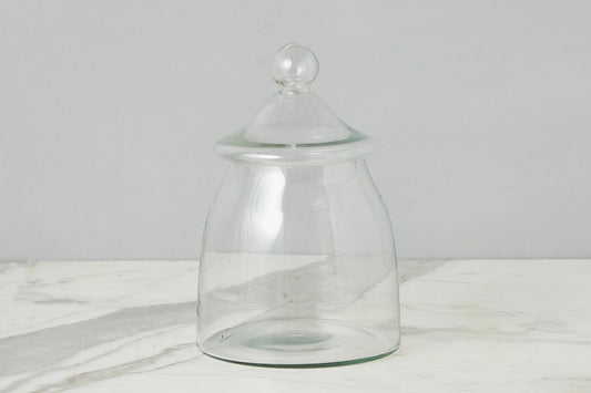 Vintage Glass Bon Bon Jar with Lid, Medium