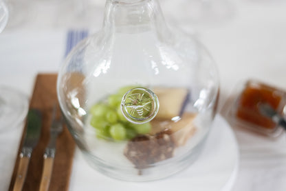 Glass Cloche Food Cover, Black Ring Handle, Small