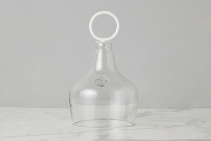 Glass Cloche Food Cover, White Ring Handle, Small