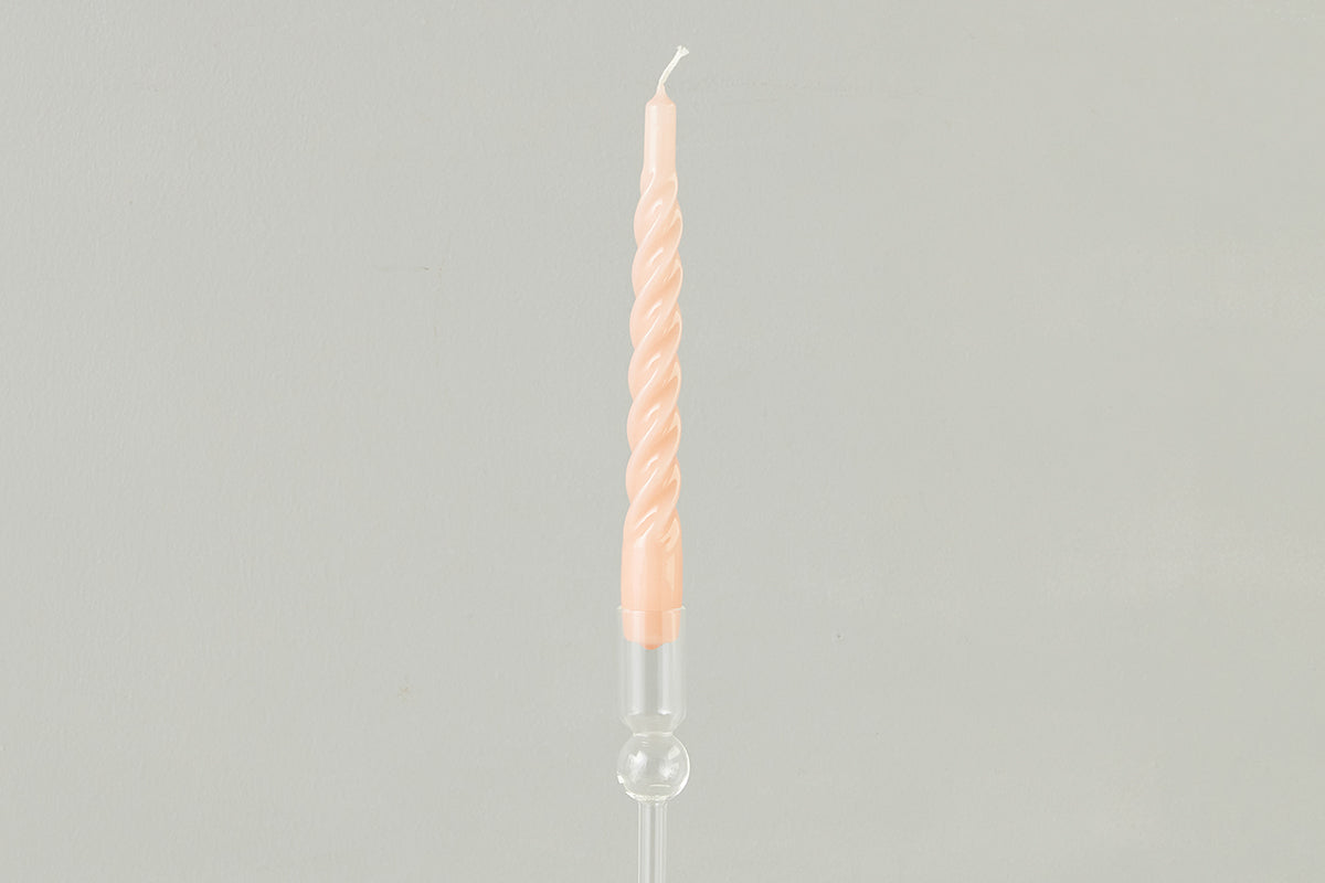 Lacquered Twisted Taper Candles, Blush, Set of 6
