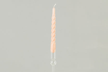 Lacquered Twisted Taper Candles, Blush, Set of 6