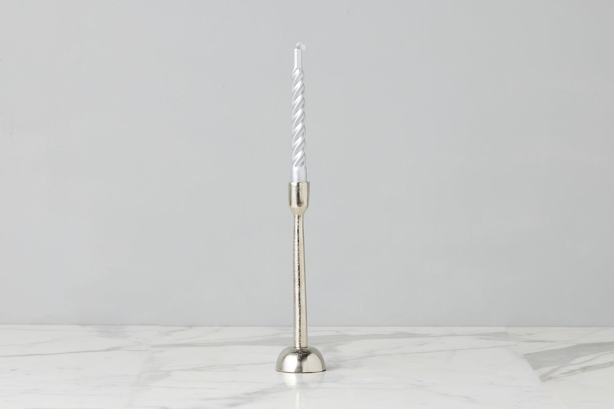 Lacquer Twisted Taper Candles, Silver, Set of 6