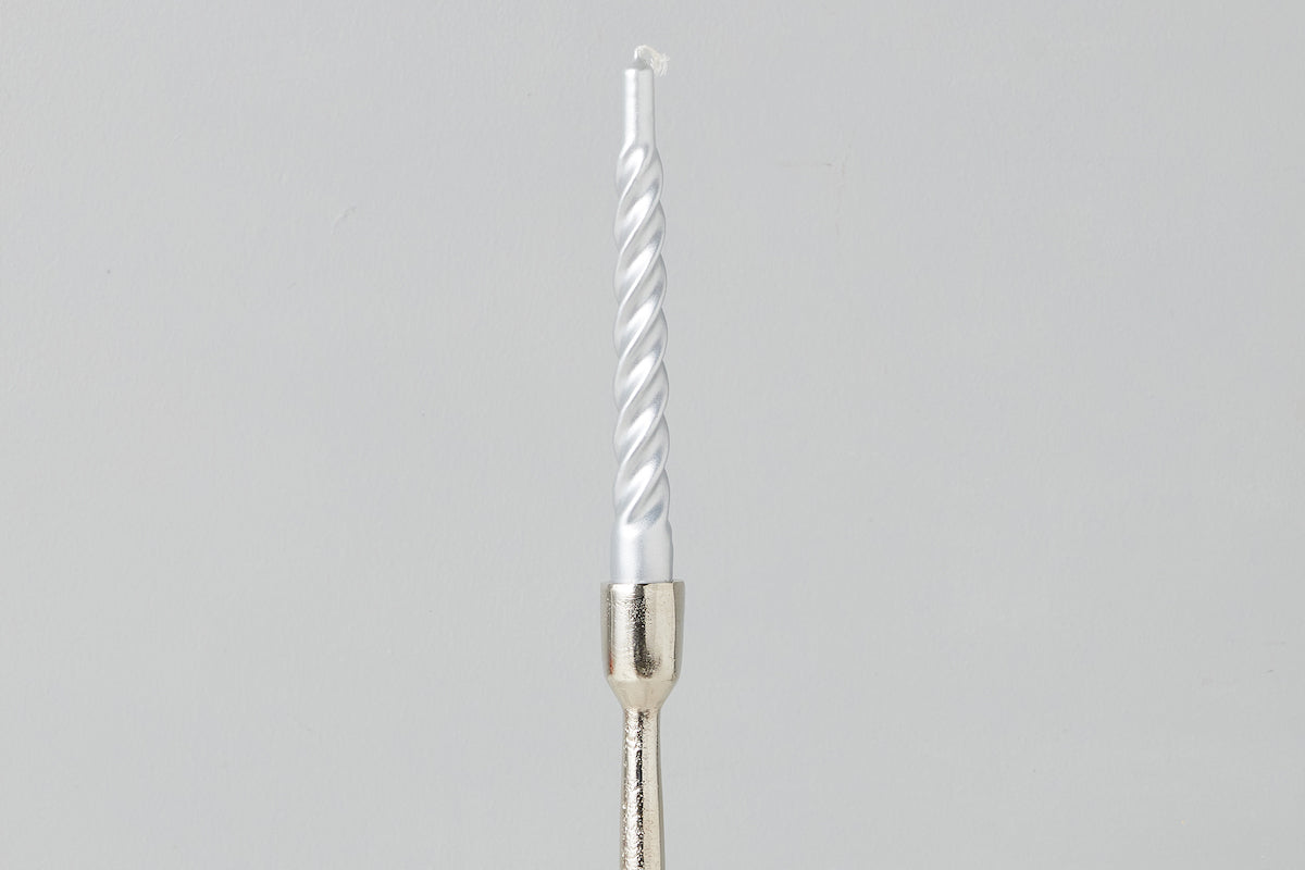 Lacquer Twisted Taper Candles, Silver, Set of 6