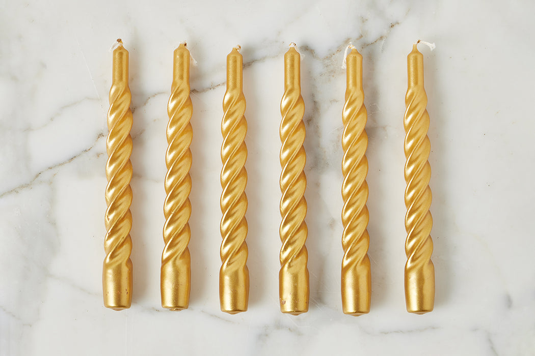 Gold Twisted Taper Candles, Set of 6