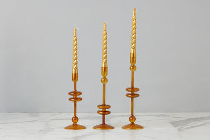 Lacquer Twisted Taper Candles, Gold, Set of 6
