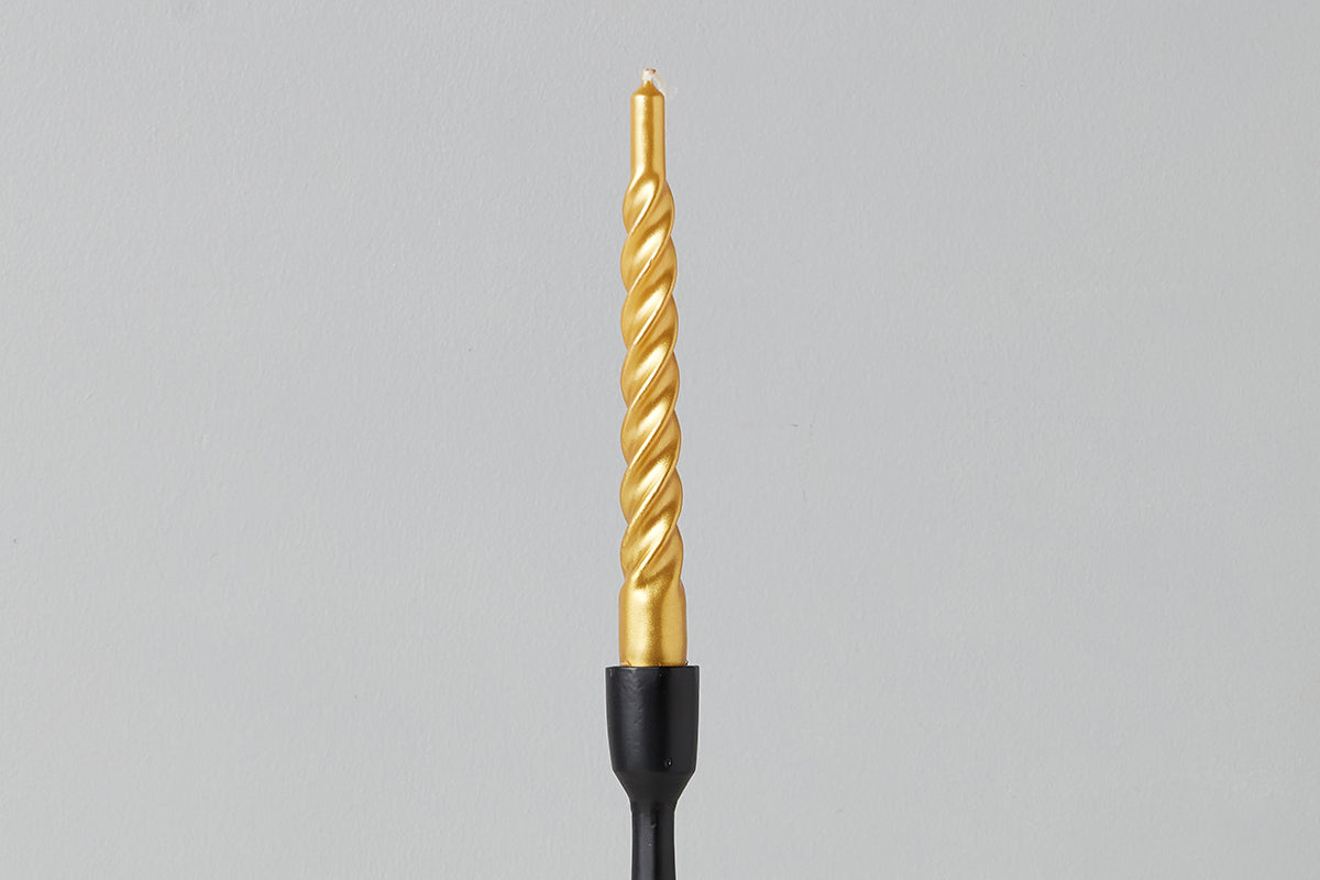 Lacquer Twisted Taper Candles, Gold, Set of 6