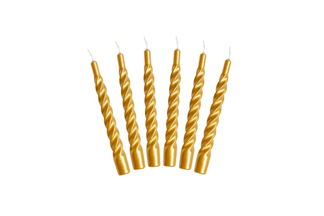 Gold Twisted Taper Candles, Set of 6