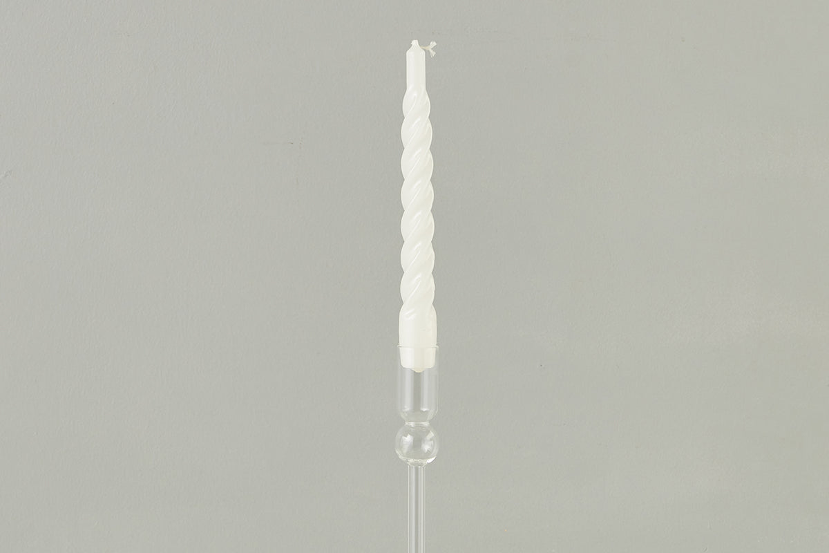 Lacquered Twisted Taper Candles, White, Set of 6