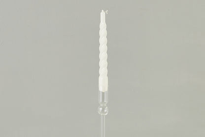 Lacquered Twisted Taper Candles, White, Set of 6