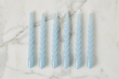 Lacquered Twisted Taper Candles, Denim, Set of 6