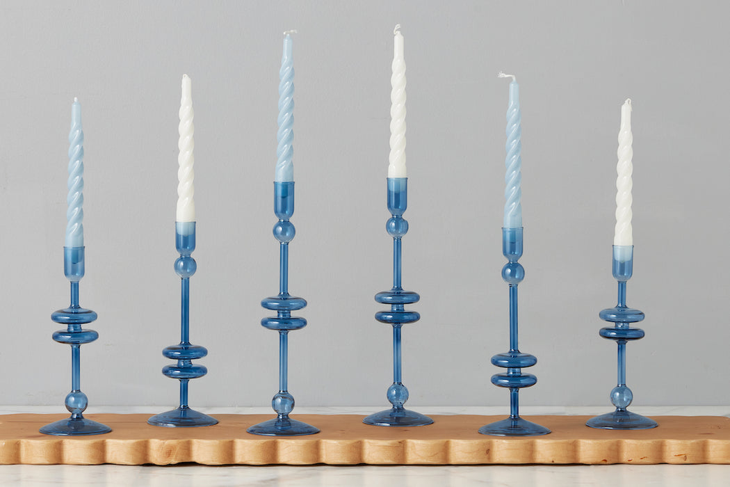 Denim Twisted Taper Candles, Set of 6