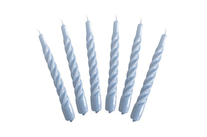 Lacquered Twisted Taper Candles, Denim, Set of 6