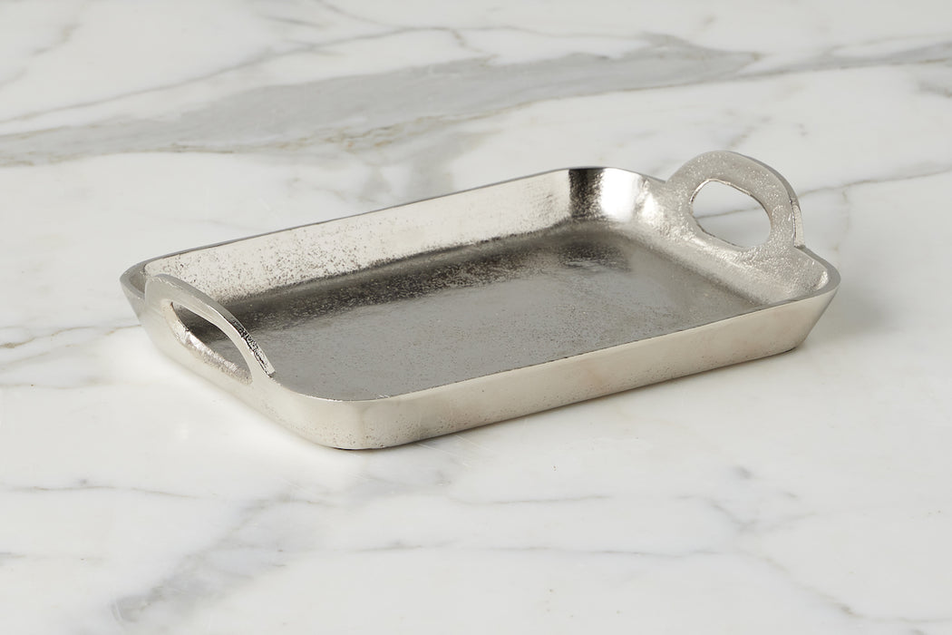 Silver Rectangle Metal Tray, Small