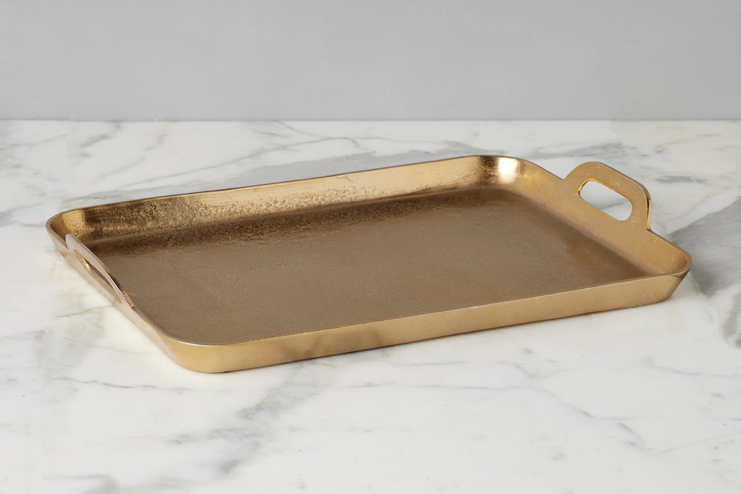 Gold Rectangle Metal Tray, Large