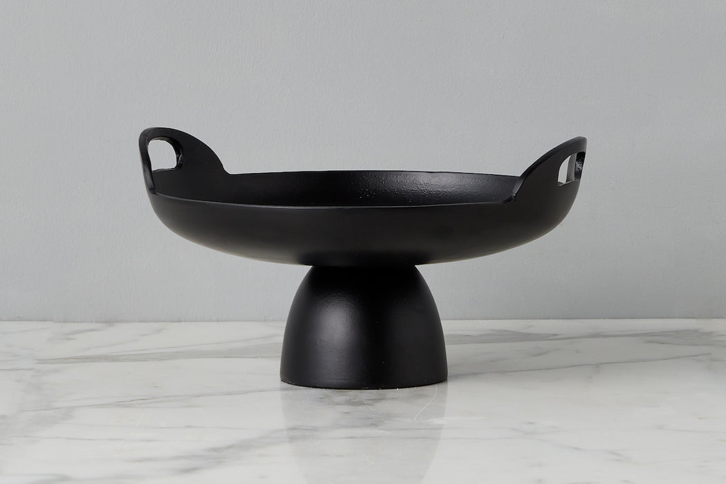 Black Metal Pedestal Bowl, Small