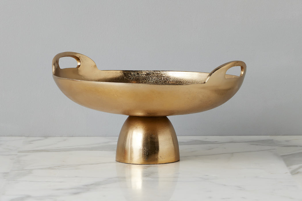Gold Metal Pedestal Bowl, Large