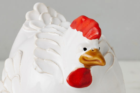 Ceramic Country French Hen, Small, White