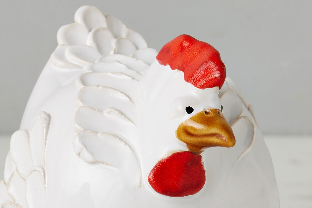 Ceramic Country French Hen, Small, White