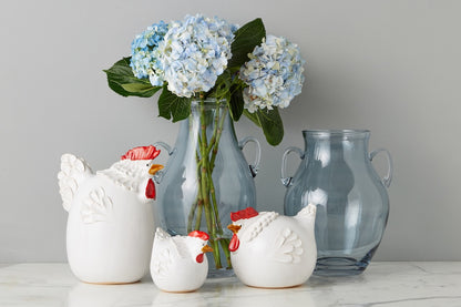 Ceramic Country French Hen, Small, White