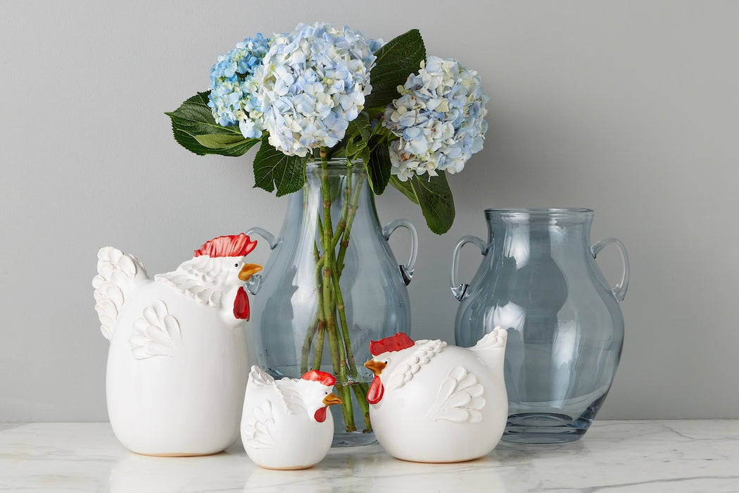 Ceramic Country French Hen, Small, White