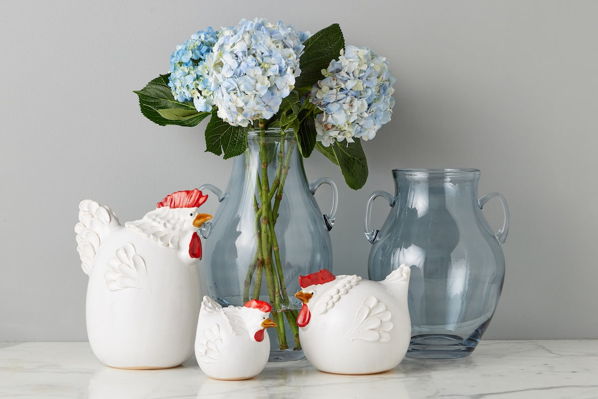 Ceramic Country French Hen, Large, White
