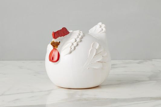 Ceramic Country French Hen, Large, White