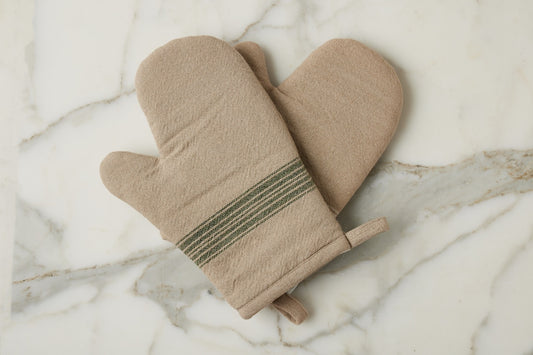 Oven Mitt, Vintage Spruce Green Stripe, Set of 2