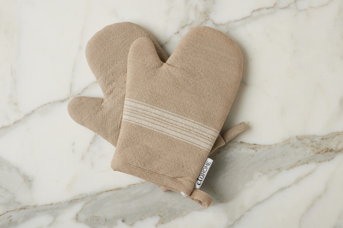 Oven Mitt, Vintage White Stripe, Set of 2