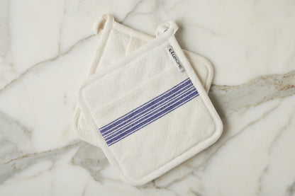 Pot Holder, Vintage Navy Blue Stripe, Set of 2