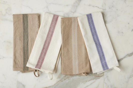 Kitchen Tea Towel, Vintage Navy Blue Stripe, Set of 2