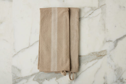 Kitchen Tea Towel, Vintage White Stripe, Set of 2