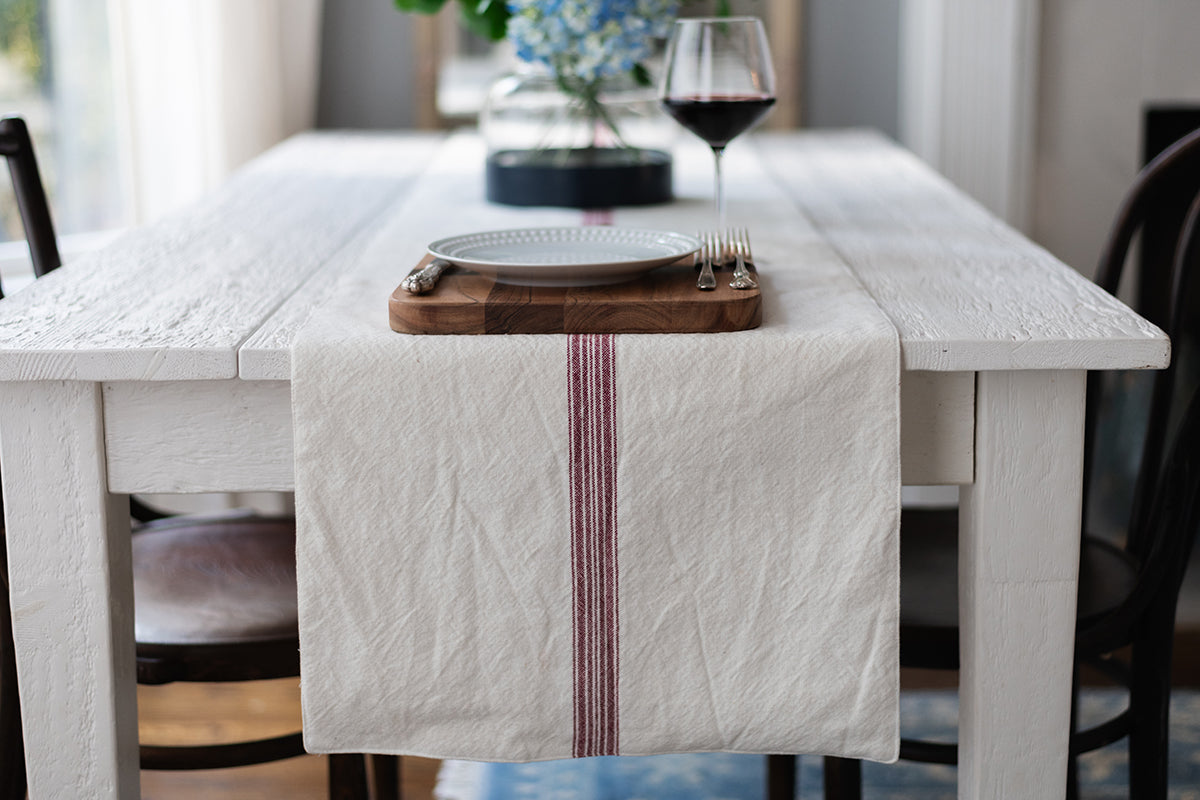 Table Runner, Vintage Merlot Red Stripe Runner